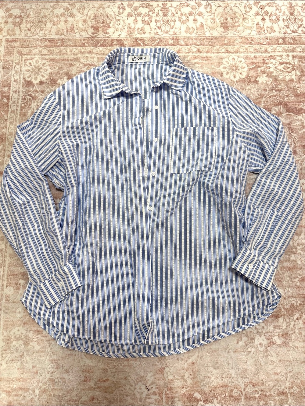 Cupshe 🩵 Striped Long Sleeve Cover Up Top - Picture 3 of 13